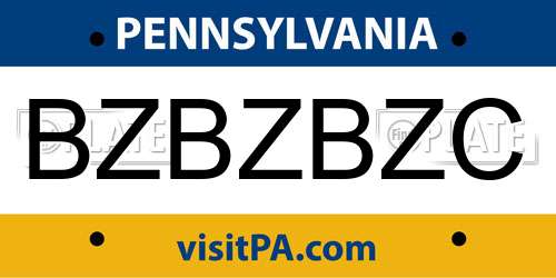 BZBZBZC Pennsylvania License Plate