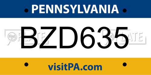 BZD635 Pennsylvania License Plate