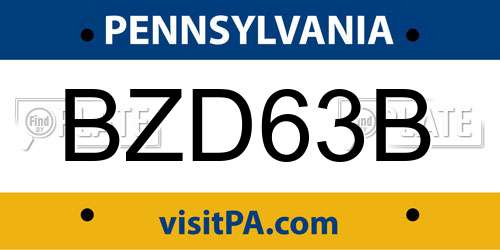 BZD63B Pennsylvania License Plate