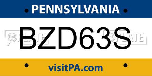 BZD63S Pennsylvania License Plate
