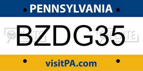 BZDG35 Pennsylvania License Plate