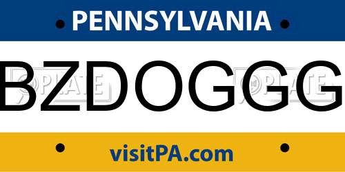 BZDOGGG Pennsylvania License Plate