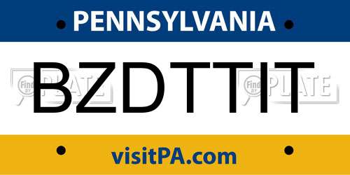BZDTTIT Pennsylvania License Plate