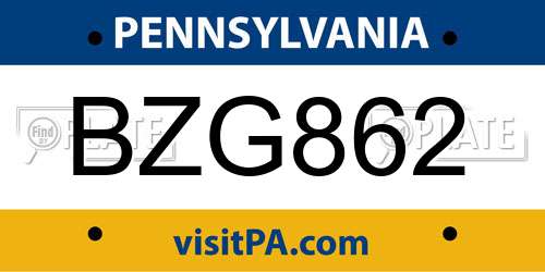 BZG862 Pennsylvania License Plate
