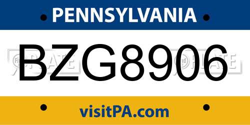 BZG8906 Pennsylvania License Plate