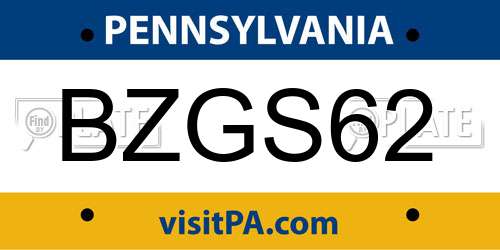 BZGS62 Pennsylvania License Plate