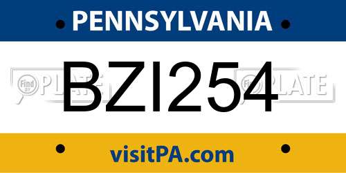 BZI254 Pennsylvania License Plate