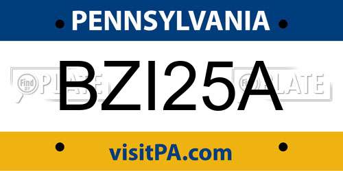 BZI25A Pennsylvania License Plate