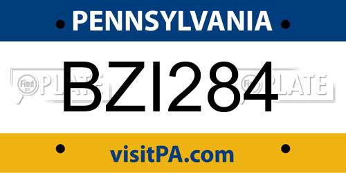 BZI284 Pennsylvania License Plate