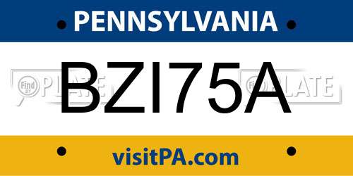 BZI75A Pennsylvania License Plate