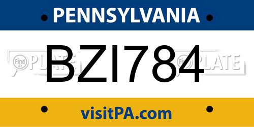 BZI784 Pennsylvania License Plate