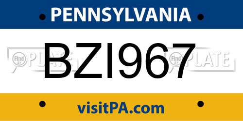 BZI967 Pennsylvania License Plate