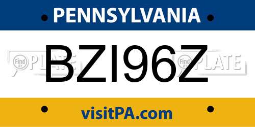 BZI96Z Pennsylvania License Plate