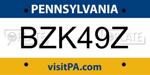 BZK49Z Pennsylvania License Plate