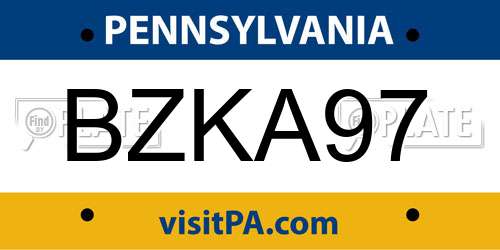 BZKA97 Pennsylvania License Plate