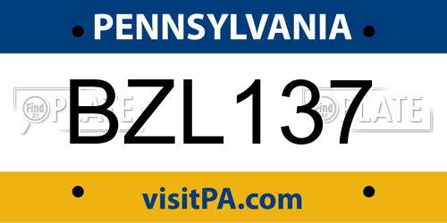 BZL137 Pennsylvania License Plate