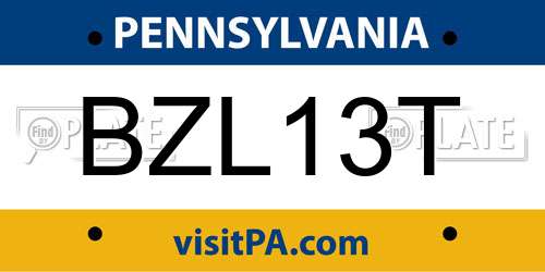BZL13T Pennsylvania License Plate