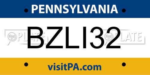 BZLI32 Pennsylvania License Plate