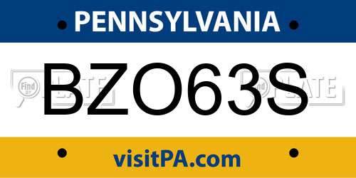 BZO63S Pennsylvania License Plate
