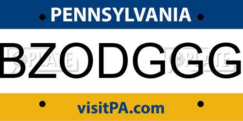 BZODGGG Pennsylvania License Plate