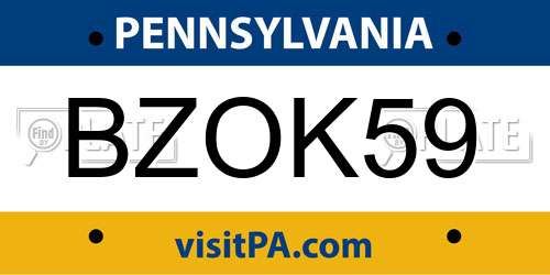 BZOK59 Pennsylvania License Plate