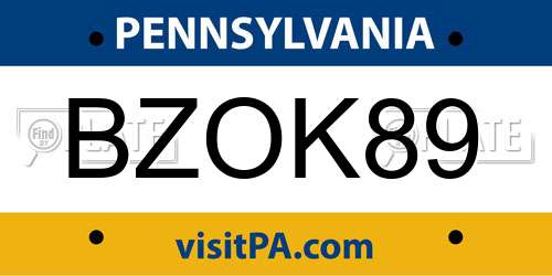 BZOK89 Pennsylvania License Plate