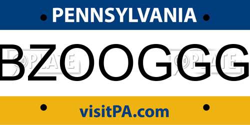 BZOOGGG Pennsylvania License Plate