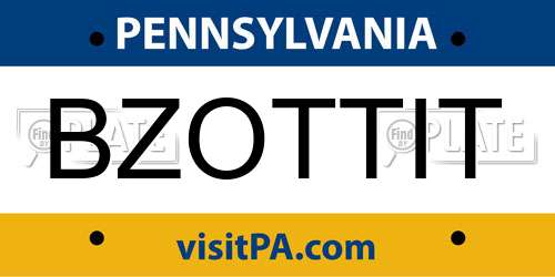 BZOTTIT Pennsylvania License Plate