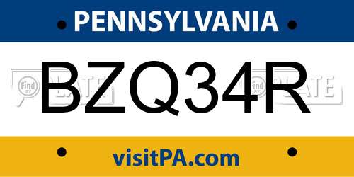 BZQ34R Pennsylvania License Plate