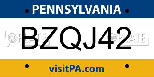 BZQJ42 Pennsylvania License Plate