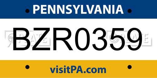 BZR0359 Pennsylvania License Plate