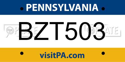 BZT503 Pennsylvania License Plate