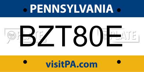 BZT80E Pennsylvania License Plate