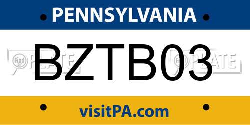 BZTB03 Pennsylvania License Plate