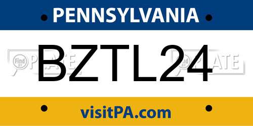 BZTL24 Pennsylvania License Plate