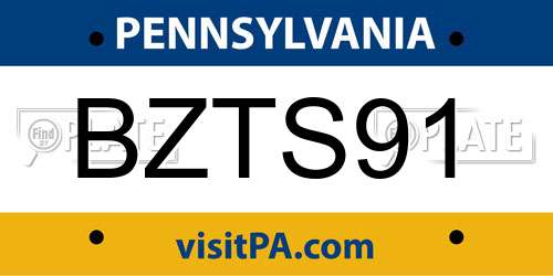BZTS91 Pennsylvania License Plate