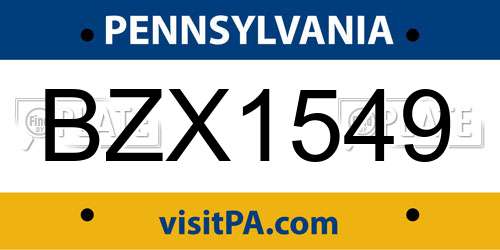 BZX1549 Pennsylvania License Plate