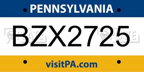 BZX2725 Pennsylvania License Plate