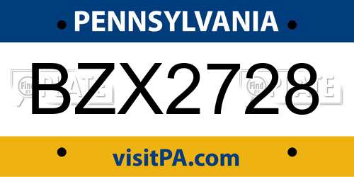 BZX2728 Pennsylvania License Plate