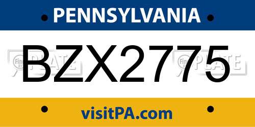 BZX2775 Pennsylvania License Plate
