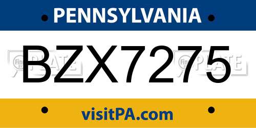 BZX7275 Pennsylvania License Plate