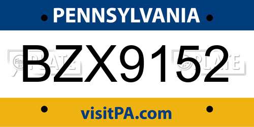 BZX9152 Pennsylvania License Plate