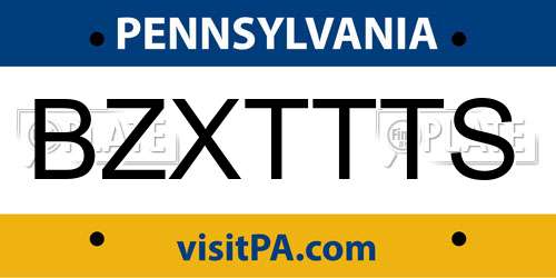BZXTTTS Pennsylvania License Plate