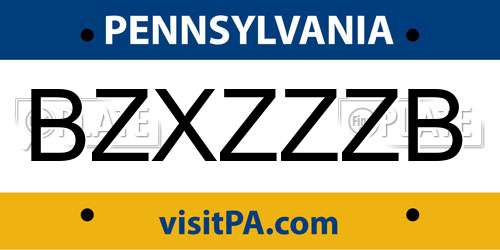 BZXZZZB Pennsylvania License Plate