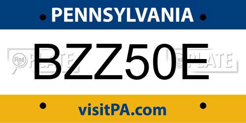BZZ50E Pennsylvania License Plate