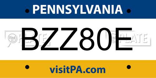 BZZ80E Pennsylvania License Plate