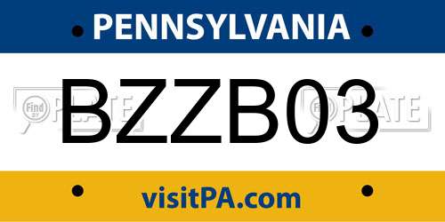 BZZB03 Pennsylvania License Plate