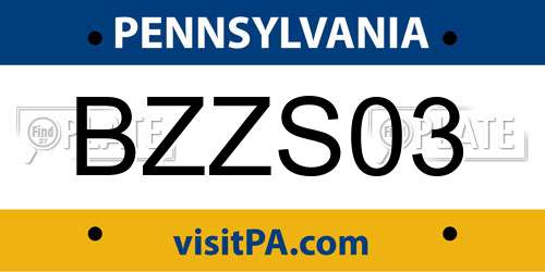 BZZS03 Pennsylvania License Plate