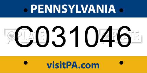 C031046 Pennsylvania License Plate