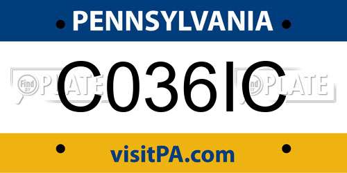 C036IC Pennsylvania License Plate